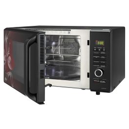 LG MJ2887BWUM, 28 Litre Convection Microwave with Charcoal Heater ,360 Degree Motorised Rotisserie and Stainless Steel Cavity, Floral Wine