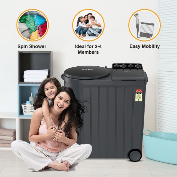Whirlpool 11KG Semi-Automatic Machine (ACE XL 11, Graphite Grey)