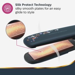 Philips BHS397, Hair Straightening Brush with Silk Protect Technology, Keratin Infused Cermaic Coating, 190 Degree and 210 Degree Temperature Setting with 1.6 Metre Cord, Violet