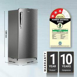 Haier 205 Litre 2 Star, Single Door Refrigerator, Inox Steel (HRD-2262BIS)