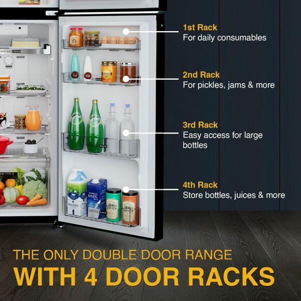 Whirlpool NEO278GD PRM, 235 L 2 Star Frost-Free Double Door Refrigerator, 10 Years Warranty on Compressor, Crystal Black