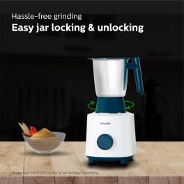 Philips HL7535/01, 500 Watt 3 Jar Mixer Grinder with Bigger Jar Sizes and Unbreakable rust free blades, White/Blue