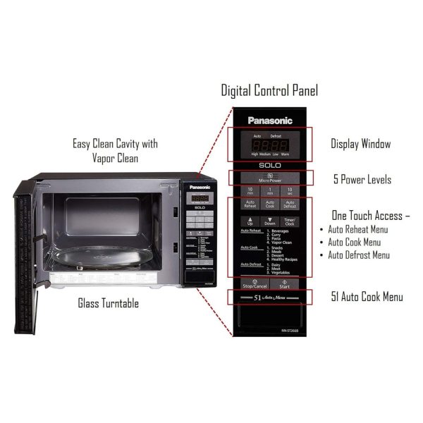 Panasonic 20L Solo Microwave Oven (NN-ST266BFDG, Black)
