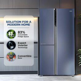 Haier HRT-683GK, 598 Litre Side by Side Refrigerator with Expert Inverter Technology and Digital Control Panel, Graphite Black