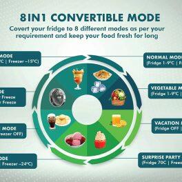 Haier HRB-3152BGK, 265 Litre 2 Star Bottom Mount Refrigerator with 8-in-1 Convertible, Graphite Black