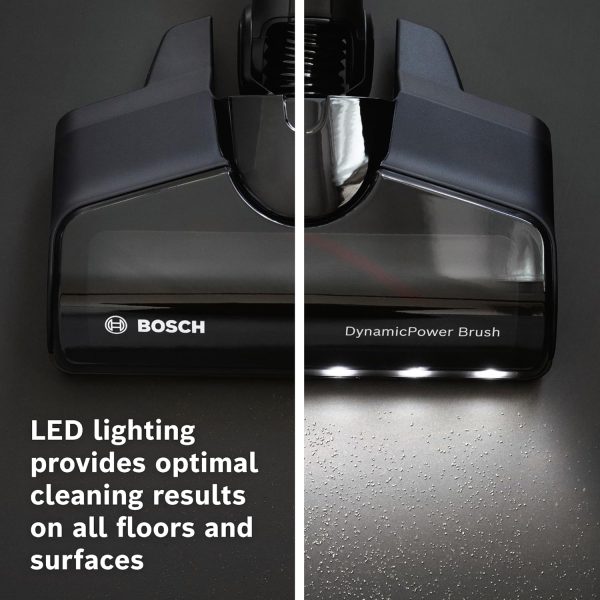 Bosch BCS711AIN, Cordless Vacuum Cleaner with Rechargeable Battery, LED Lighting with 90% Bendable and Nozzle Foot Release, Graphite Black