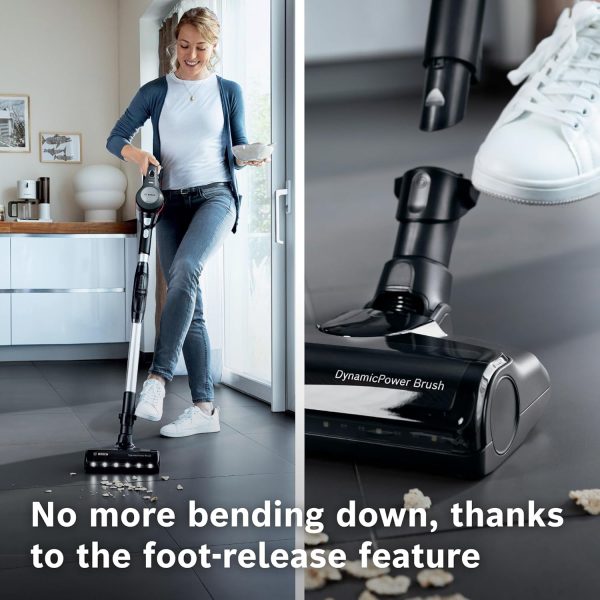 Bosch BCS711AIN, Cordless Vacuum Cleaner with Rechargeable Battery, LED Lighting with 90% Bendable and Nozzle Foot Release, Graphite Black