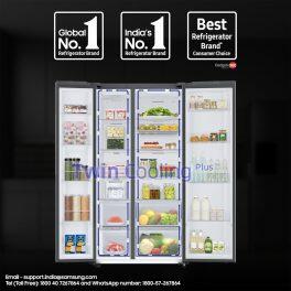 Samsung 653L Side by Side Refrigerator (RS76CG8115B1, Matt Black)
