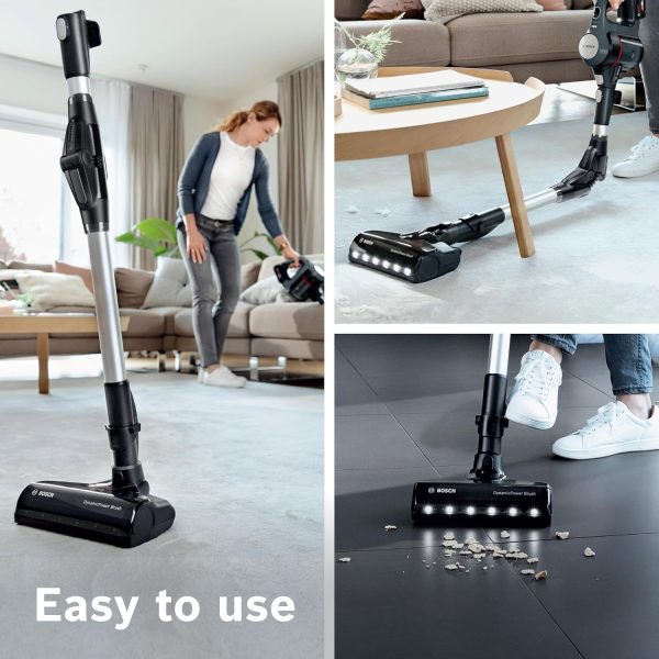 Bosch BCS711AIN, Cordless Vacuum Cleaner with Rechargeable Battery, LED Lighting with 90% Bendable and Nozzle Foot Release, Graphite Black