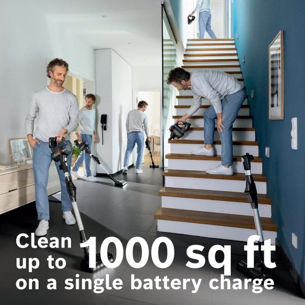 Bosch BCS711AIN, Cordless Vacuum Cleaner with Rechargeable Battery, LED Lighting with 90% Bendable and Nozzle Foot Release, Graphite Black