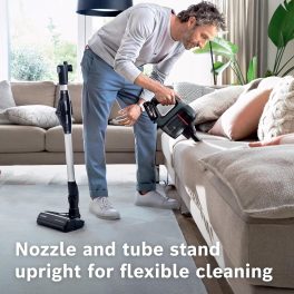 Bosch BCS711AIN, Cordless Vacuum Cleaner with Rechargeable Battery, LED Lighting with 90% Bendable and Nozzle Foot Release, Graphite Black