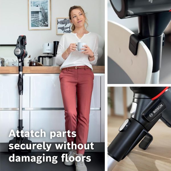 Bosch BCS711AIN, Cordless Vacuum Cleaner with Rechargeable Battery, LED Lighting with 90% Bendable and Nozzle Foot Release, Graphite Black