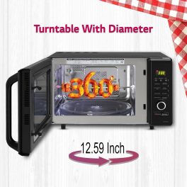 LG MJ2887BWUM, 28 Litre Convection Microwave with Charcoal Heater ,360 Degree Motorised Rotisserie and Stainless Steel Cavity, Floral Wine