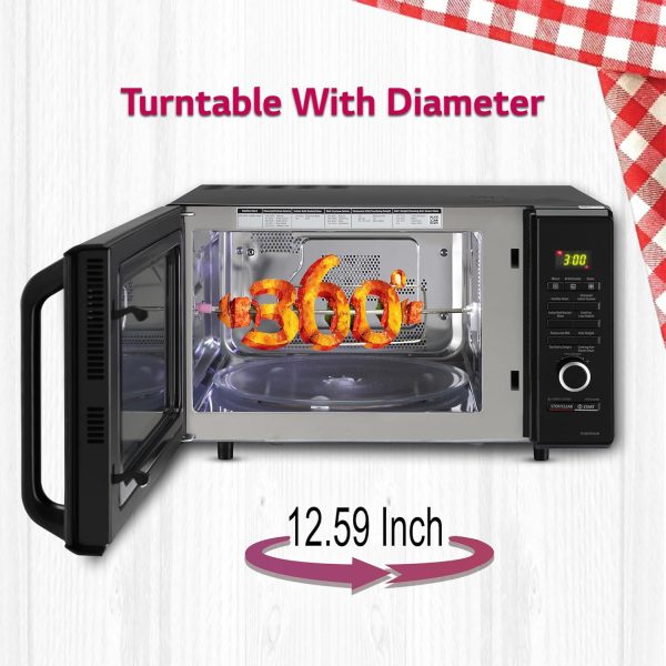 LG MJ2887BWUM, 28 Litre Convection Microwave with Charcoal Heater ,360 Degree Motorised Rotisserie and Stainless Steel Cavity, Floral Wine
