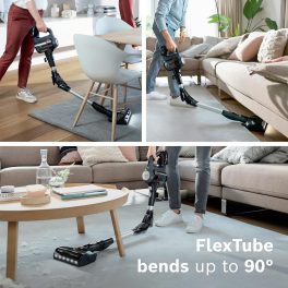 Bosch BCS711AIN, Cordless Vacuum Cleaner with Rechargeable Battery, LED Lighting with 90% Bendable and Nozzle Foot Release, Graphite Black