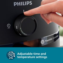 Philips NA130/00, 6.2 Litre Air Fryer with Rapid Air Technology, Adjustable Time and Temperature Setting and Dishwasher Safe Main Tray, Black
