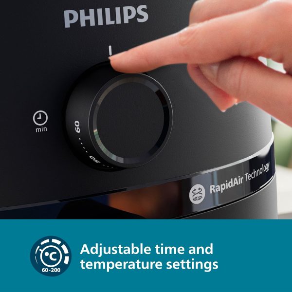 Philips NA130/00, 6.2 Litre Air Fryer with Rapid Air Technology, Adjustable Time and Temperature Setting and Dishwasher Safe Main Tray, Black