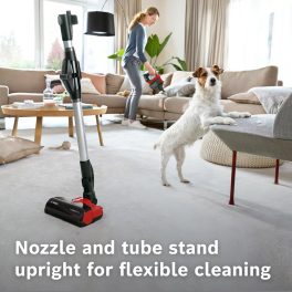 Bosch BCS71PETIN, Cordless Vacuum Cleaner specializing Animal Cleaning with Rechargeable Battery, Flex Tube and LED Lighting, Tornado Red