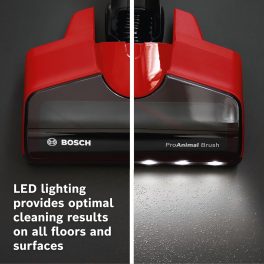 Bosch BCS71PETIN, Cordless Vacuum Cleaner specializing Animal Cleaning with Rechargeable Battery, Flex Tube and LED Lighting, Tornado Red