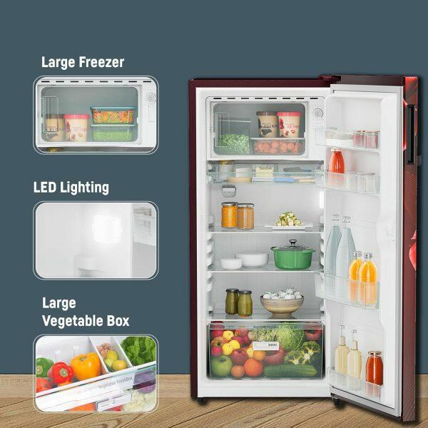 Liebherr DNPRDC 1901, 191L 3 Star Inverter, Direct Cool Single Door Refrigerator, 20 Years Warranty on Compressor, Vegetable Organiser, Red Divine