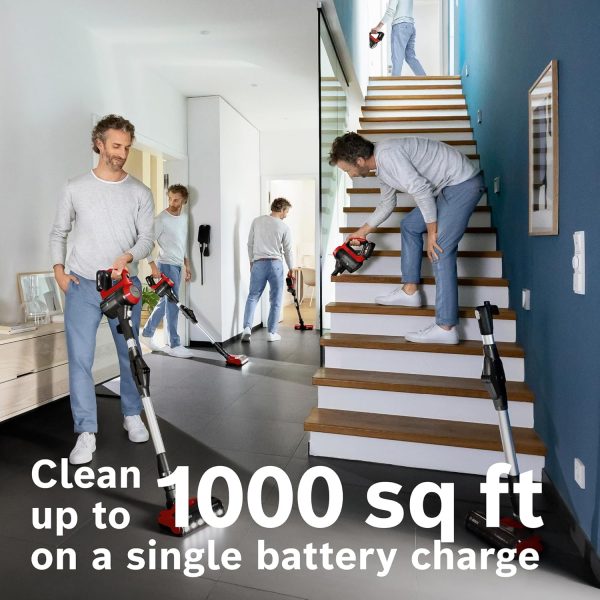 Bosch BCS71PETIN, Cordless Vacuum Cleaner specializing Animal Cleaning with Rechargeable Battery, Flex Tube and LED Lighting, Tornado Red