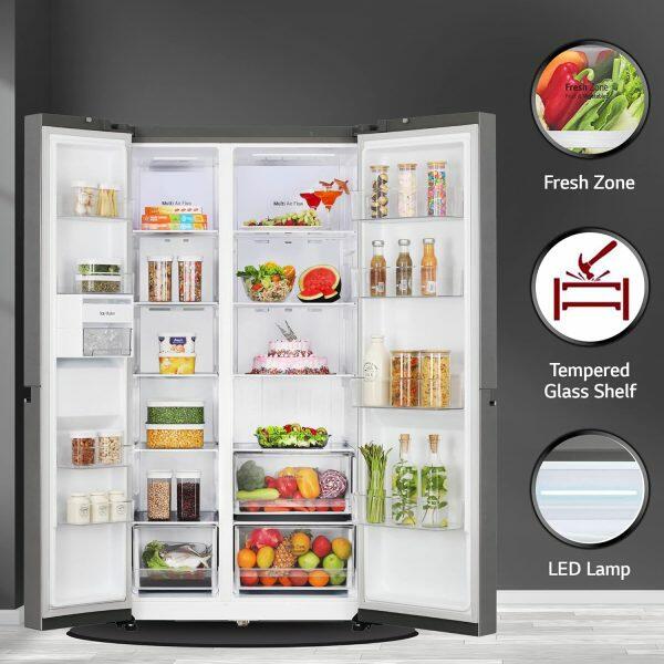 LG 650L Side by Side Refrigerator (GL-B257DBM3, Black Mirror)