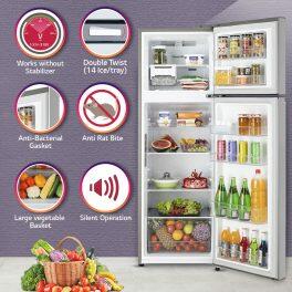 LG 272 Litre 2 Star Double Door Refrigerator (GL-T312TPZX, Shiny Steel)