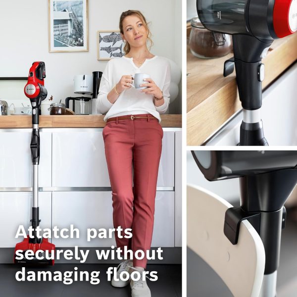 Bosch BCS71PETIN, Cordless Vacuum Cleaner specializing Animal Cleaning with Rechargeable Battery, Flex Tube and LED Lighting, Tornado Red