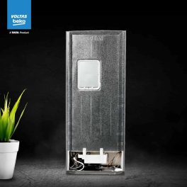 Voltas Beko RFF270C/WPXBR0I00, 230 Litre 3 Star Double Door Refrigerator with Pro Smart Inverter Compressor, Big Vegetable Box with Crisper and Neo Frost Dual Cooling, Wooden Black