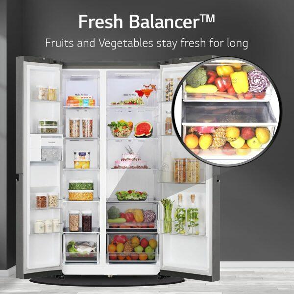 LG 650L Side by Side Refrigerator (GL-B257DBM3, Black Mirror)
