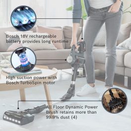 Bosch BCS711AIN, Cordless Vacuum Cleaner with Rechargeable Battery, LED Lighting with 90% Bendable and Nozzle Foot Release, Graphite Black