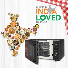 LG MJ2887BWUM, 28 Litre Convection Microwave with Charcoal Heater ,360 Degree Motorised Rotisserie and Stainless Steel Cavity, Floral Wine