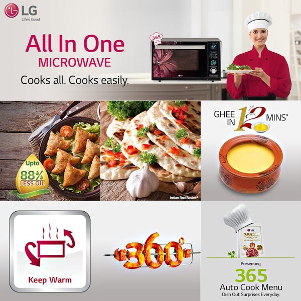 LG MC2886SFU, 28 Litre Convection Microwave with 360 Degree Motorised Rotisserie and Stainless Steel Cavity, Silver