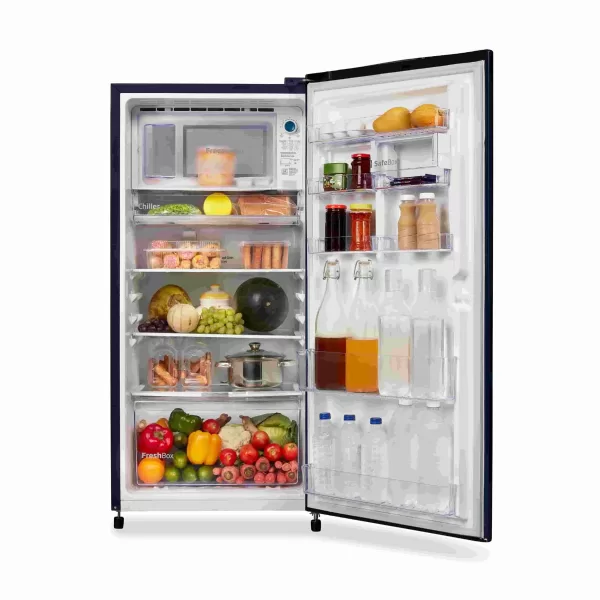 Voltas Beko RDC220B/W0DBE0M, 185 Litre 4 Star Single Door Refrigerator with Quick Freezer, Safe Box and Crisper Humidity Control, Dahile Blue