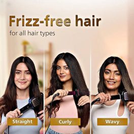 Philips BHH730, Hair Straightening Brush with Silk Protect Technology, Keratin Infused Cermaic Coating and 200 Celcius temperature for effective Styling, Dark Wine
