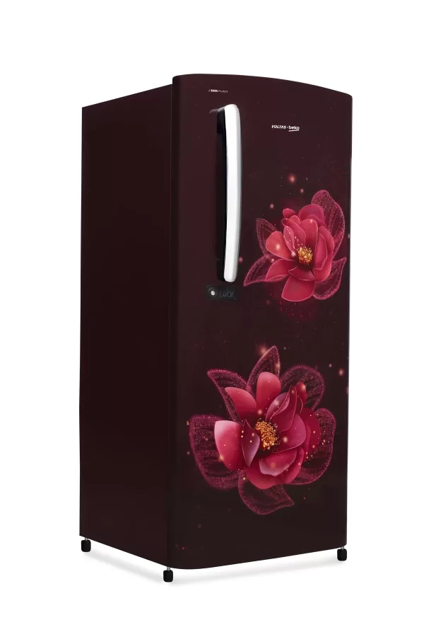 Voltas Beko RDC220C/S0PFE, 185 Litre 3 Star Single Door Refrigerator with Quick Freezer, Safe Box and Crisper Humidity Control, Fressia Purple
