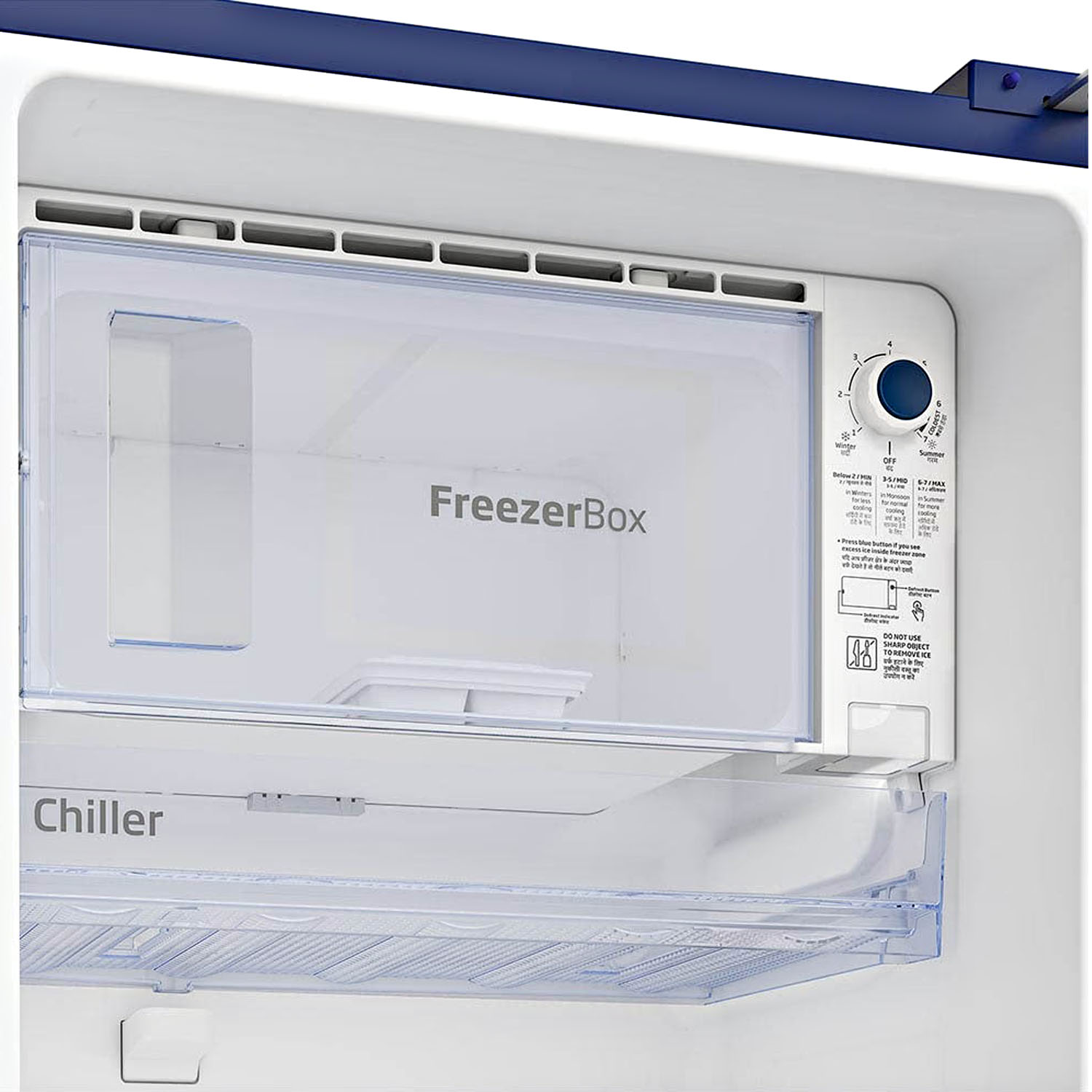 Voltas Beko 185 Litre 5 Star Single Door Refrierator with Quick Freezer, Safe Box and Crisper Humidity Control, Dahlia Blue, RDC220A/W0DBETM Voltas Beko 185 Litre 5 Star Single Door Refrierator with Quick Freezer, Safe Box and Crisper Humidity Control, Dahlia Blue, RDC220A/W0DBETM