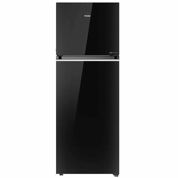 Haier HRF-4083PKG, 358 Litre 3 Star Double Door Refrigerator with Triple Inverter and 10-in-1 Convertible, Black Glass