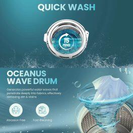 Haier HWM65-306ES5, 6.5 KG Fully Automatic Top Load Machine with Oceanus Wave Drum, 15 Minutes Quick Wash and 5 Star Rating, Brown Grey