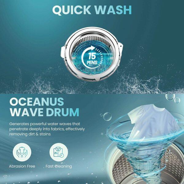 Haier HWM65-306ES5, 6.5 KG Fully Automatic Top Load Machine with Oceanus Wave Drum, 15 Minutes Quick Wash and 5 Star Rating, Brown Grey