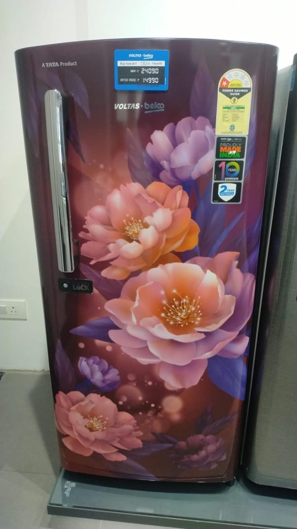 Voltas Beko RDC208E/SOPWE, 175 Litre 1 Star Single Door Refrigerator with Fresh Box and Stabilizer Free Operation, Peony Wine