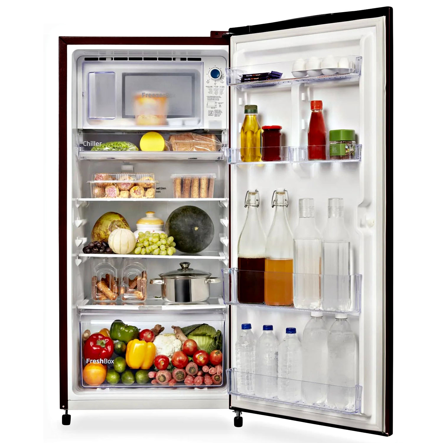 Voltas Beko 185 Litre 3 Star Single Door Refrigerator with Quick Freezer, Safe Box and Crisper Humidity Control, Fressia Wine, RDC220C/S0WFE Voltas Beko 185 Litre 3 Star Single Door Refrigerator with Quick Freezer, Safe Box and Crisper Humidity Control, Fressia Wine, RDC220C/S0WFE