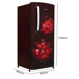Voltas Beko 185 Litre 3 Star Single Door Refrigerator with Quick Freezer, Safe Box and Crisper Humidity Control, Fressia Wine, RDC220C/S0WFE