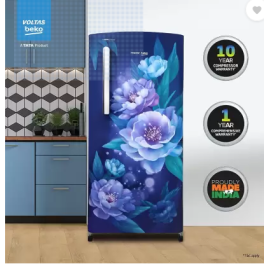 Voltas Beko RDC208E/SOPBE, 175 Litre 1 Star Single Door Refrigerator with Fresh Box and Stabilizer Free Operation, Peony Blue