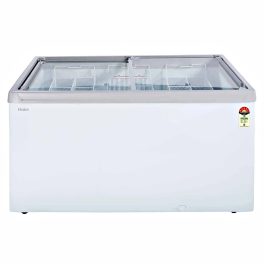 Haier HFC400GM5 340 Litre Glass Top Deep Freezer with 5 Star, White