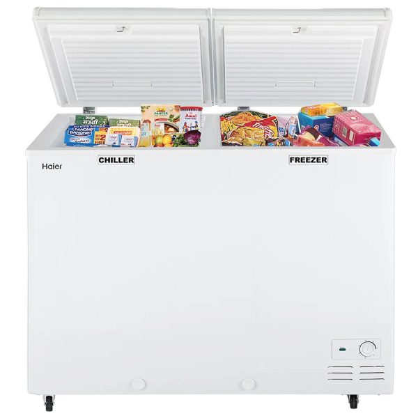 Haier HFC325CM5, 325 Litre Combo Chest Freezer with Two Seperate compartment Dual Condensor and Interior Light, White