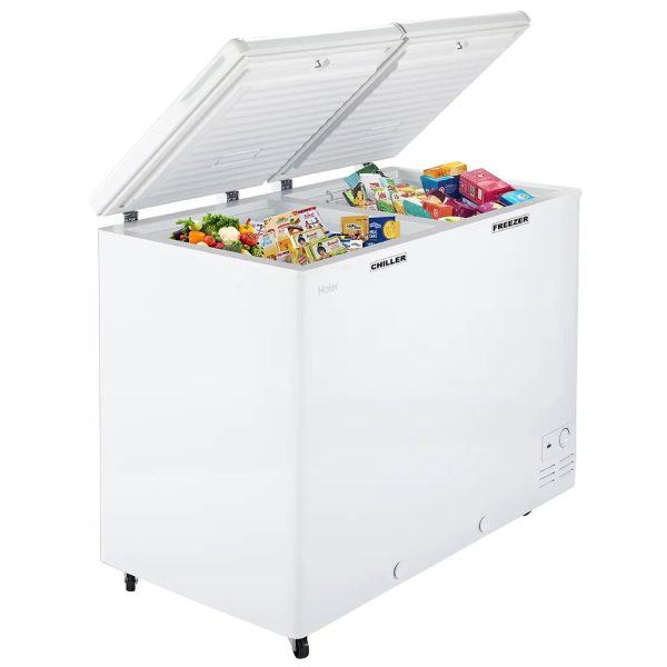 Haier HFC325CM5, 325 Litre Combo Chest Freezer with Two Seperate compartment Dual Condensor and Interior Light, White