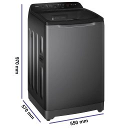 Haier HWM80-H678ES8, 8 KG Fully Automatic Top Load Machine with Storm Pulsator, Back Panel and Built-In Heater, Brown Grey