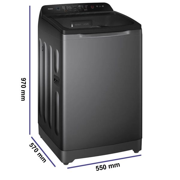 Haier HWM80-H678ES8, 8 KG Fully Automatic Top Load Machine with Storm Pulsator, Back Panel and Built-In Heater, Brown Grey