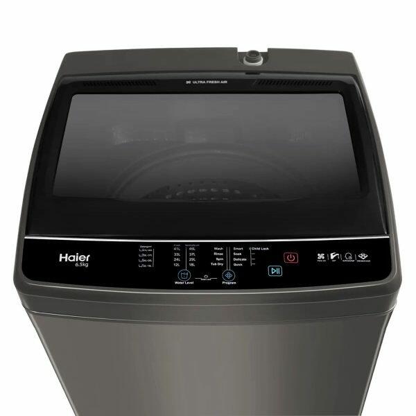 Haier HWM65-306ES5, 6.5 KG Fully Automatic Top Load Machine with Oceanus Wave Drum, 15 Minutes Quick Wash and 5 Star Rating, Brown Grey